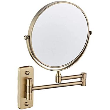 Imagem de Espelho de maquiagem espelho de banheiro espelho de maquiagem montado na parede 8 polegadas dois lados ampliação 3x 360° giratório extensão dobrável banheiro barbear cosméticos espelho de maquiagem