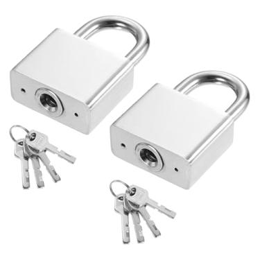 Imagem de PATIKIL Trava resistente de 40 mm, 2 peças de cadeado de alta segurança de aço de liga com 8 chaves para janela de porta de armazenamento de contêiner de transporte de armazém (H: 60 mm