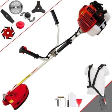 Imagem de Roçadeira Profissional Kawashima Kw43l À Gasolina 43c 1,7hp + Faca 2 Pontas Duraline + Faca 40 Dentes Duraline + Trimme