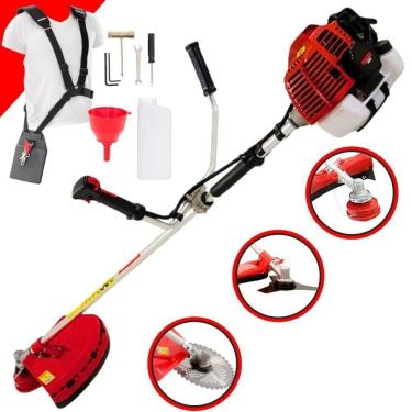 Imagem de Roçadeira Profissional Lateral Kawashima Kw52l À Gasolina 52cc 2,5hp Com Faca 3 Pontas + Faca 40 Dentes Duraline 255mm