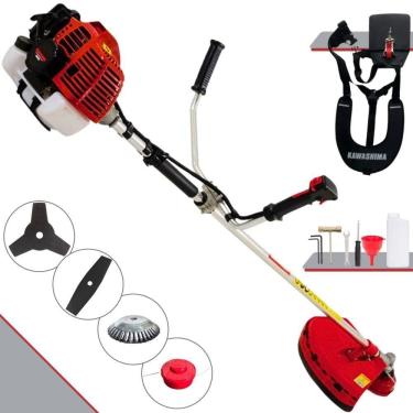 Imagem de Roçadeira Profissional Lateral Kawashima Kw52l À Gasolina 52c 2,5hp + Faca 2 Pontas 330mm 2,7mm + Escova Rotativa Dural