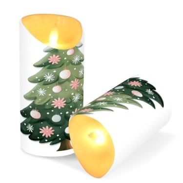 Imagem de ATTX Pacote com 2 lindas velas sem chamas para árvore de Natal – 7,6 cm x 9,9 cm com controle remoto e temporizador para casa, casamento, decoração de acampamento #311