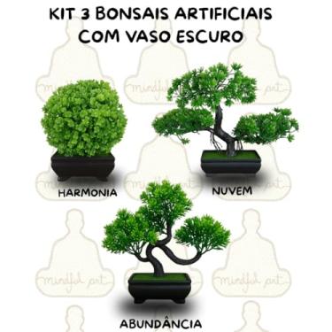Imagem de Genérico, Kit 3 Árvores Bonsais Plantas Artificiais – Beleza Natural sem Cuidados em Elegantes Vasos Escuros