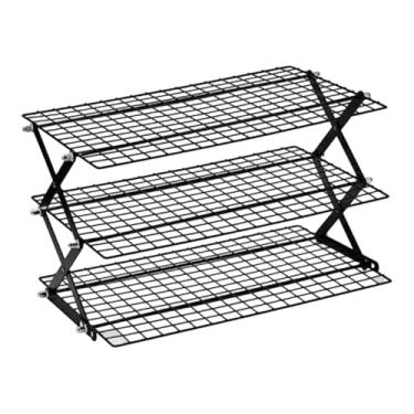Imagem de MotiveTech Grelha de resfriamento para assar, organizar, tortas e pizzas, suporte dobrável de arame para secar pão, assar biscoitos e outros alimentos, 3 Níveis