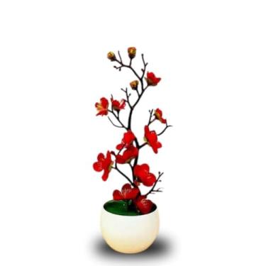 Imagem de Genérico, Bonsai Decorativo de Flor de Cerejeira Vermelha Artificial – Charme e Harmonia para seu Lar