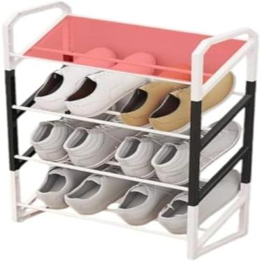 Imagem de Organizador de sapatos empilhavel de quatro camadas, armazena facilmente calcados, robusto - Cores sortidas