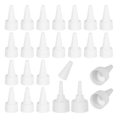 Imagem de PATIKIL 24/410 tampas giratórias, 60 peças de tampas de substituição de garrafa de plástico com junta de espuma para tampas de tinta, distribuição de cola, artesanato faça você mesmo, branco