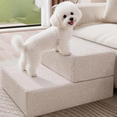 Imagem de Degrau Dobrável Para Cães, Ideal Para Cama E Sofá. Rampa Ajustável Para De Estimação De Pequeno Porte,Degrau Baixa Para Animais Idosos. Rampa De Acesso Para Animais De Estimação(White)