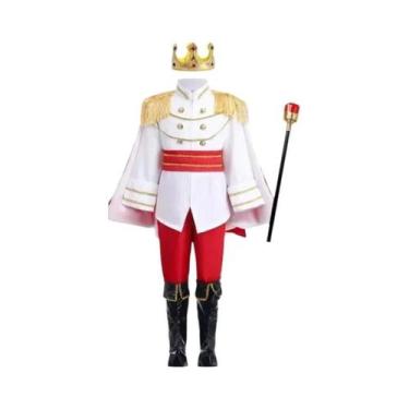 Imagem de Fantasia De Rei Príncipe Europeu Para Crianças Com Coroa E Bastão Para