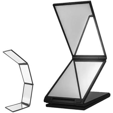 Imagem de Espelho de maquiagem de 4 vias - Espelhos de barbeiro dobráveis portáteis de 360 graus para corte de cabelo, penteado, cuidados