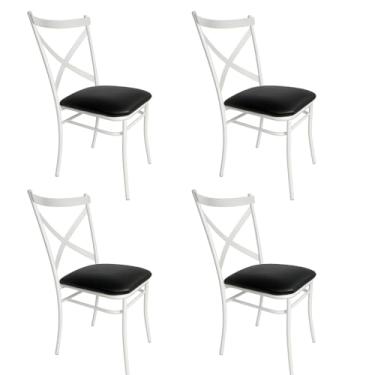Imagem de Kit de Cadeiras de Aço Ferro Antiferrugem, Empilháveis para Cozinha, Buffet e Salão de Festa, Duráveis para Uso Doméstico e Comercial, Uso Interior/Exterior Protegido (Kit 4 Cadeira)