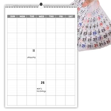 Imagem de Calendário de parede grande em branco com adesivos de datas, agenda mensal sem data, calendário de escritório personalizado de 24 meses para planejamento e organização de casa de escritório (29 x 40