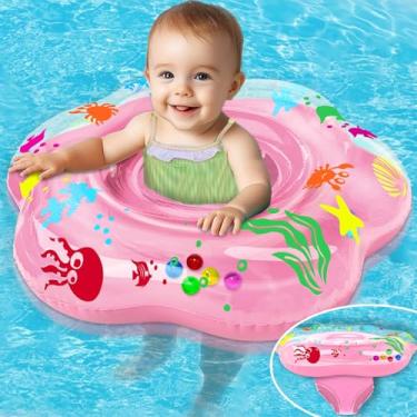 Imagem de Boia extra grande para piscina para bebês de 65 cm com airbag duplo e assento de segurança, flutuador inflável para bebês de 6 a 36 meses, diâmetro atualizado melhora a estabilidade no treinamento de