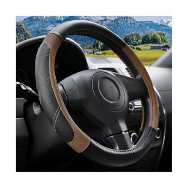 Imagem de Sandfren Capa de volante de carro, protetor de volante de couro respirável de 36,8 a 38 cm com forro antiderrapante, acessórios decorativos esportivos e elegantes, universal para van caminhão RV