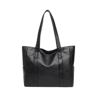 Imagem de Bolsa de ombro feminina de couro PU de grande capacidade bolsa de mão 