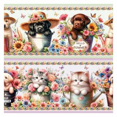 Imagem de Tecido Tricoline Digital Barrado Pets de Verão 100% Algodão