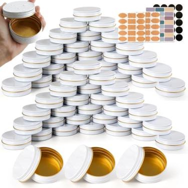 Imagem de YQ Latas de 59 ml com tampas para pomadas, pacote com 60 latas de pomada com tampas, lata de metal de alumínio de 59 ml com tampa para bálsamos DIY, pomadas, cremes, especiarias, barras de loção e