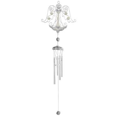 Imagem de ICE ARMOR 81 cm de comprimento, pedra de anjo de prata, estátua de sino de vento, escultura, ornamento, decoração de jardim, ideias para inauguração de casa, feriados e aniversários, ótima adição