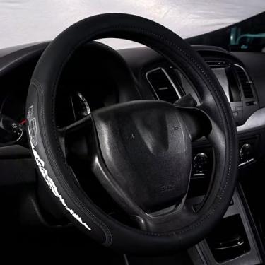 Imagem de Capa de volante de couro de caminhão adequada para Chevy Silverado microfibra de 38 cm - macia, respirável e de silicone antiderrapante para volante automático