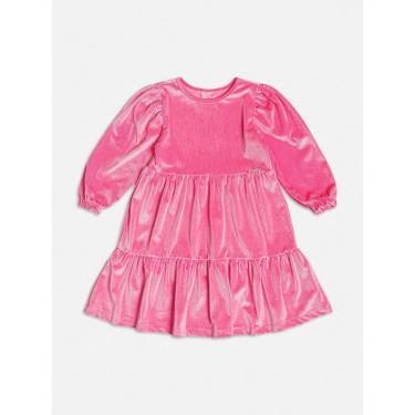 Imagem de Vestido Infantil em Veludo Cotelê Rosa Chiclete Glíter Momi-Feminino