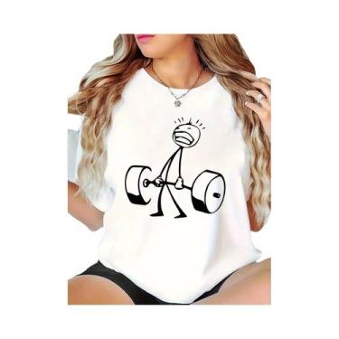 Imagem de Camiseta Unissex De Verão Com Estampa De Halteres, Roupa Casual Para A