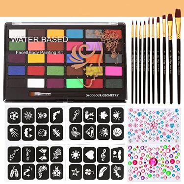 Imagem de Paleta de Tinta Oleosa Profissional para Rosto e Corpo com Kit 10 Pincéis Pretos Halloween Cosplay Festa Artista SFX Pintura Fancy - Cores Vívidas Longa Duração Fácil Misturar Seguro Adultos Garotas