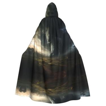 Imagem de QAZWZML Economical Adult Hooded Cloak Halloween Full Huge tornado Print Cape for Costume Party & Cosplay
