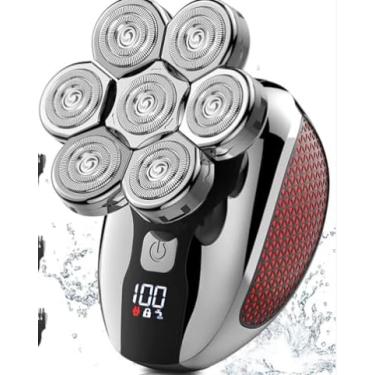 Imagem de Barbeadores de cabeça para homens carecas, barbeador elétrico 7D para homens com aparador pop-up – Kit profissional à prova d'água IPX7 com aparador de barba de nariz e orelha, escova de limpeza