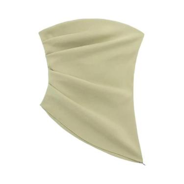 Imagem de Top Corset Vintage Sem Mangas Com Pregas E Zíper Assimétrico Para Mulh