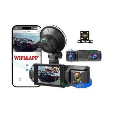 Imagem de Câmera Veicular 1080P 3 Canais WIFI DVR Com Câmera Frontal E Traseira,