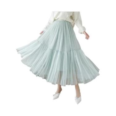 Imagem de Saia Midi De Tule Transparente Em Camadas Para Mulheres, Elegante Para