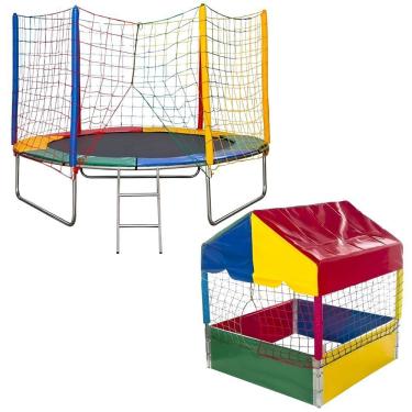 Imagem de Kit Cama Elástica Pula Pula 3,05m 3m Grande + Piscina De Bolinhas 1,00m Infantil Playground