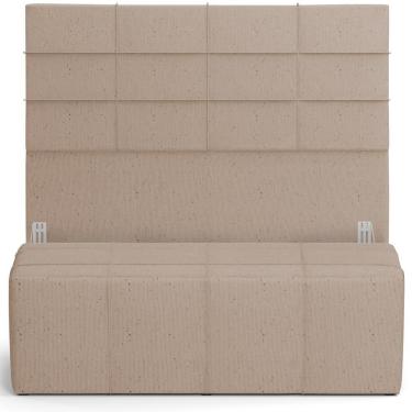 Imagem de Kit Cabeceira Cama Box King 195cm Com Calçadeira Roma W01 Linho Bege Escuro - Lyam