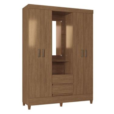 Imagem de Guarda Roupa Solteiro 4 Portas Com Pés Capelinha Fit Jequitibá Acetinado - Santos Andirá