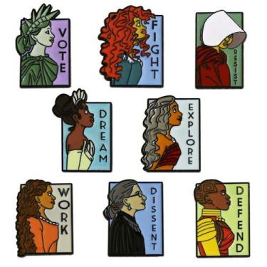 Imagem de Conjunto de alfinetes de broche Creative Women Portrait Enamel Alloy -