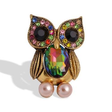 Imagem de Broche Pin Vintage Owl com strass para mulheres - Yiweisai