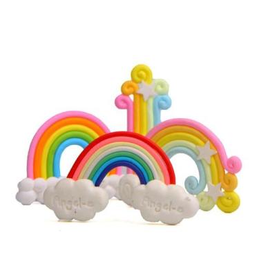 Imagem de Conjunto de ornamentos para decoração de jardim Rainbow Cloud Polymer 