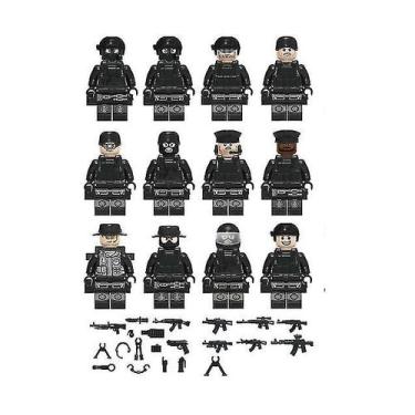 Imagem de Brinquedo Building Block, 12 peças Black Swat Police para crianças - G