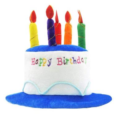 Imagem de Chapéu de festa Novelty Place Blue Plush Happy Birthday Cake