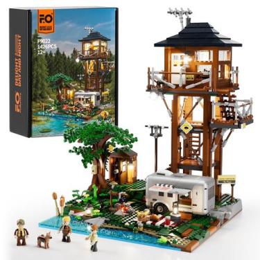 Imagem de Conjunto de tijolos de construção FUNWHOLE Lookout Campground com luz 