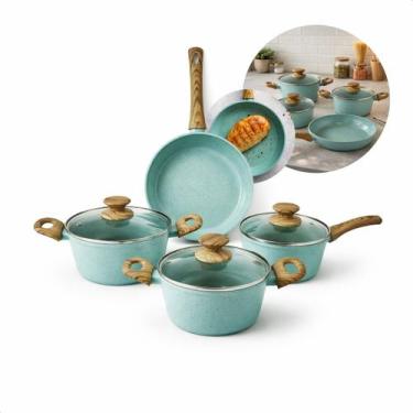 Imagem de Conjunto Panelas 4 Peças Indução Cerâmica Antiaderente Fogão Gás Elétr