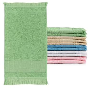 Imagem de Kit 12 Toalhas de Mão Lavabo com Franjinha 23x39cm 100 Algodão - CASA 