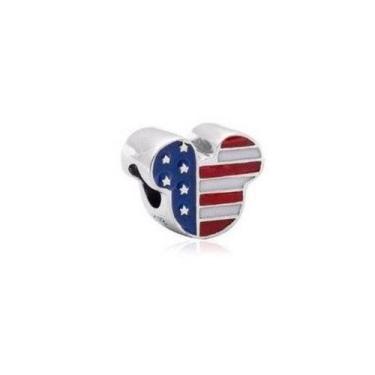 Imagem de Berloque Mickey EUA em Banho Prata para pulseiras berloques - Pulseira