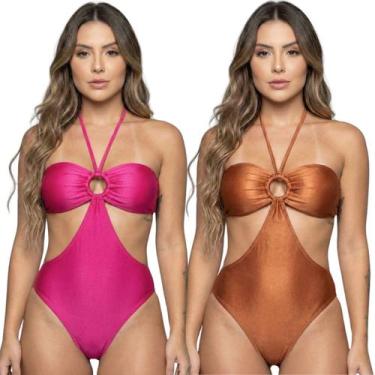 Imagem de KIT 2 Maiô Uv Suplex com Bojo Liso Bella Fiore Body Basico Para Piscin