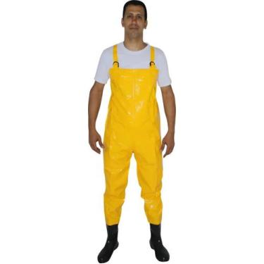 Imagem de Jardineira Macacão Saneamento Trevira Com Bota Acoplada Amarela - Bras