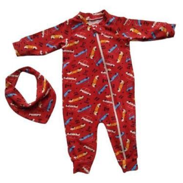 Imagem de Macacão bebê/infantil cotton estampado 2 peças - macacão e bandana - S