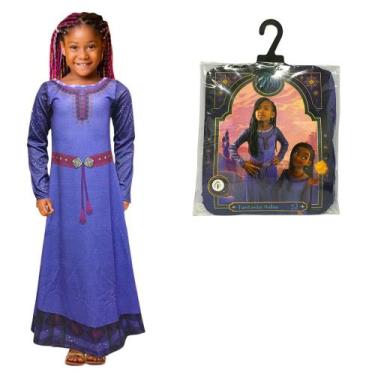 Imagem de Fantasia Infantil Asha Wish Vestido Princesa Longo Roxo - Disney, G 9 
