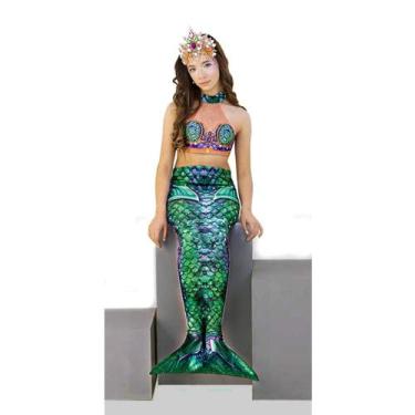 Imagem de Fantasia de Sereia Infantil com Cauda Verde Praia Piscina - Fantasias 