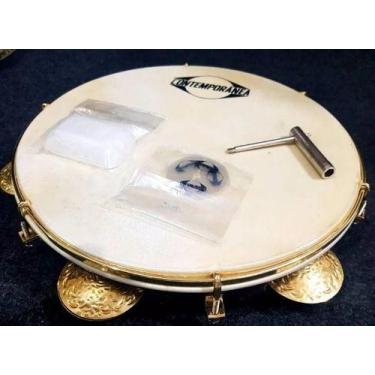 Imagem de Pandeiro Contemporânea 10 P 27cll Preto Prof Couro Luthier - Contempor