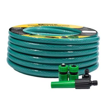 Imagem de Mangueira para Jardim Acqua com 20 Metros Trançada Verde com Kit de Acessórios Dtools